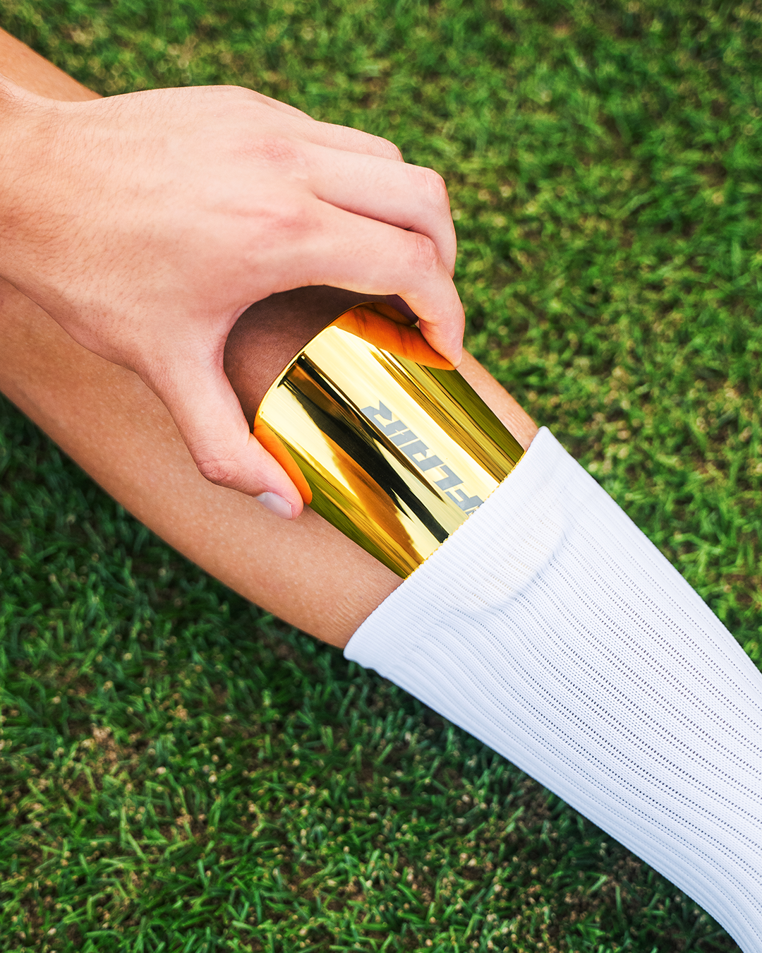 Gold shin pads