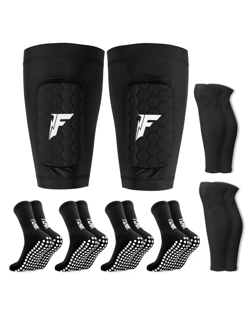 Ultimate Bundle Built-In Shin Pads Adults 12+ 10X6CM Black